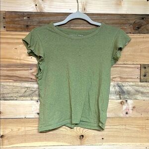 American Eagle Outfitters size XXS Green Flutter Sleeve Soft Relaxed Fit T-shirt